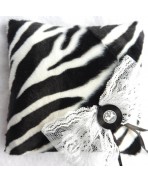 Music Wedding Ring Pillow - Rockabilly Zebra Rock Pin up Gothic Black & White