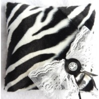 Music Wedding Ring Pillow - Rockabilly Zebra Rock Pin up Gothic Black & White