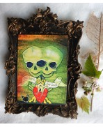 One Heart, To Souls Postcard, Greeting, Card, Siamese, Twins, Circus, Freak, Art, Gothic