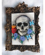 Carte Postale Memento Mori, Vanité, Tete de mort, Skull, Illustration, Art, Voeux, Gothique