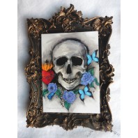 Carte Postale Memento Mori, Vanité, Tete de mort, Skull, Illustration, Art, Voeux, Gothique