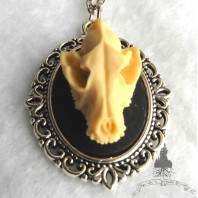 Collier Taxidermie Crâne de Loup, Loup-Garou, Gothique, Skull, Cabinet de Curiosités, Penny, Dreadful, Game, Thrones