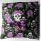 Coussin Porte Alliances Skulls & Roses Violet, Mariage Gothique, Rockabilly, Mariage Violet, Dias de Muertos, Saint Valentin