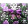 Coussin Porte Alliances Skulls & Roses Violet, Mariage Gothique, Rockabilly, Mariage Violet, Dias de Muertos, Saint Valentin