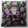 Purple Skulls & Roses Wedding Rings Pillow, Gothic Wedding, Rockabilly, Tattoo, Dias de los Muertos, Valentine