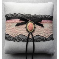 Coussin Porte Alliances Coeur Anatomique - Victorien, Mariage rose, Shabby, Mariage Gothique, Vintage, Mariage noir