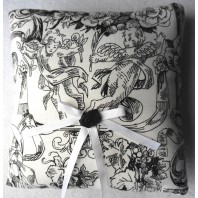 Black & White Cherubs Wedding Ring Pillow - Gothic, Cupid, Angel, Cherub, Eros, French Wedding, Marie-Antoinette, Shabby Chic