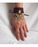 Bracelet Manchette Licorne Steampunk Marron, Elfique, Magie, Gothique, Victorien, Edwardien, Mariage steampunk, Shabby, Baroque