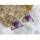 Boucles d'Oreilles Triangle Providence Agate Rose Prune, Géométrique, Minimaliste, Pyramide