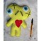 Yellow Conjoined Twins Mummy Voodoo Doll - Siamese, Circus, Freak, Freak Show, Love, Valentine, Wedding