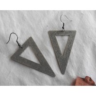 Alchimie Boucles d'Oreilles Tribal Triangle Laiton Brut, Symbole élément Terre, Minimaliste, Magie, Géométrique