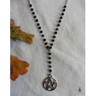 Choker Black Stainless steel short Rosary Pentacle necklace, Magic, Witch, boho jewelry, Pagan, Pentagram