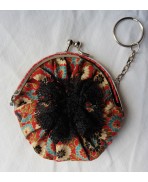 Keyring Mini Coin purse clasp Floral Paprika Red Rust, Coins, Retro purse, Liberty, Monnay, Token trolley