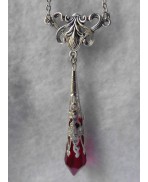 Collier Pendule Rouge Scáthach, Occulte, Esotérique, Celtique, Elfique, Gothique, Magie, Wicca, Sorcellerie