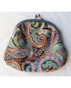 Grand Porte-monnaie Fermoir rétro coton imprimé Cachemire Bollywood, Bourse, Sac, Pochette, Inde