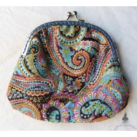 Large Bollywood Cashmere printed cotton retro clasp Purse, Coins, Coin purse, Money, Bag, Clutch, Pouch