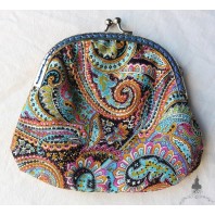 Grand Porte-monnaie Fermoir rétro coton imprimé Cachemire Bollywood, Bourse, Sac, Pochette, Inde