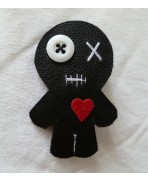 Broche Textile Poupée Vaudou Simili noir, Saint Valentin, Cadeau, Mariage, Ami, Coeur, Sorcière