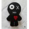 Broche Textile Poupée Vaudou Simili noir, Saint Valentin, Cadeau, Mariage, Ami, Coeur, Sorcière