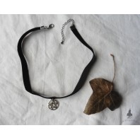 Choker Velours noir Pentacle, Collier court ras de cou, Pentagramme, Magie, Bijou boheme, Sorcière, Païen, Dark mori