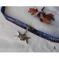 Rainbow Velvet Triple Moon Choker necklace, Pentacle, Magic, Witch, Pagan, Mori girl, Pastel goth, Goddess