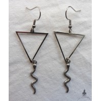 Boucles d'oreilles Serpent d'Eau, Symbole Elément Triangle, Minimaliste, Pagan, snake, Reptile, Occulte, Sorcière