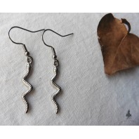 Boucles d'oreilles Serpent Snake Acier argenté, Minimaliste, Pagan, nordique, Viking, Reptile, Bijou boho, festival