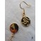 Boucles d'oreilles Médaille Ovale Serpent Snake Zirconia plaqué Or, boucles doré, Viking, Reptile, Bijou bohème, Gypsy