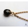 Collier minimaliste Goutte Onyx noir acier doré or, Bijou bohème, Pierre, festival, Mariage, cadeau femme