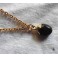 Collier minimaliste Goutte Onyx noir acier doré or, Bijou bohème, Pierre, festival, Mariage, cadeau femme