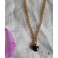 Collier minimaliste Goutte Onyx noir acier doré or, Bijou bohème, Pierre, festival, Mariage, cadeau femme