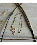 Apophis Snake Rosary Golden Necklace, Gothic Choker, Snake, Gypsy Witch, Viking, Egypt, Pagan, Cottagecore, Tribal, Etnic 