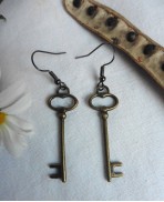 Keyhouse, Vintage Bronze Skeleton Key Dangling Earrings, Dark academia, Steampunk, wedding earrings, Cottagecore