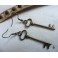 Keyhouse, Vintage Bronze Skeleton Key Dangling Earrings, Dark academia, Steampunk, wedding earrings, Cottagecore