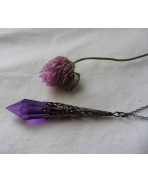 Belladonna Purple Pendulum Necklace, Gothic Choker, Cottagecore, Dark Academia, Strega, Dark Mori, glass crystal, Witch