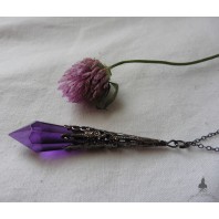 Belladonna Purple Pendulum Necklace, Gothic Choker, Cottagecore, Dark Academia, Strega, Dark Mori, glass crystal, Witch