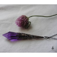 Belladone Ras de cou Collier Pendule violet, Choker Gothique, Cottagecore, Dark Academia, Strega, Dark Mori