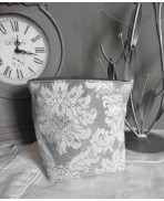 Panier Baroque Gris Blanc Panière Corbeille textile Vide-poche rangement Dark Academia Mariage Shabby