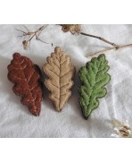 Cottagecore Oak Leaf Textile Brooch, Nature, Mori girl, Forest, Plant, Fall, Winter