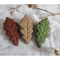 Cottagecore Oak Leaf Textile Brooch, Nature, Mori girl, Forest, Plant, Fall, Winter