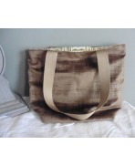 Sac Cabas Shopping Velours Froissé Beige taupe doré, Sac épaule, sac à main, Tote bag