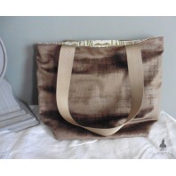 Golden Taupe Beige Crinkled Velvet Women Shopping Bag, Tote Bag, Shoulder bag, Handbag