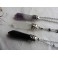 Quartz Amethyst Obsidian Crystal Point Stone Necklace, Gothic Rosary, Cottagecore, Dark Academia, Lithotherapy, divination