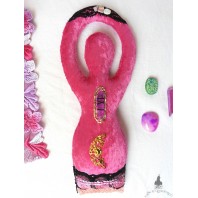 Artemis Diana Ishtar Pagan Altar Crescent Moon Triple Goddess Pink Art Doll, Love, Fertility, Mother Earth