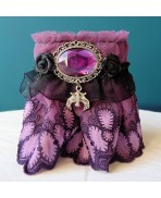 Bracelet textile Manchette Gothique Chauve-souris violet prune, Victorien, Edwardien, Mariage gothique, Vampire