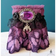 Gothic Plum Purple Bat Victorian Lace Cuff Bracelet, Edwardian, Gothic Wedding, Vampire, Dark Academia, Cottagecore