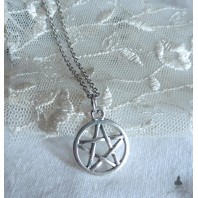 Collier Pentacle Pentagramme argent, Wicca, Païen, Gothique, Wiccan, Sorcière, Dark mori, Minimaliste, Pastel goth, Academia