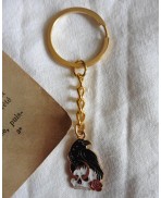 Occult Raven Moon and Skull Golden Enamel Keychain, Hecate, Gothic, Crow, Edgar Poe, Lunar