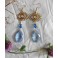 Rococo Boucles d'Oreilles Oeil Pampilles Vintage bleu or, Baroque, Talisman, Oeil Mauvais, Gipsy