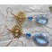 OOAK Golden Rococo Eye Earrings Vintage Blue Drops, Baroque, Talisman, Evil Eye, Gipsy, Greek Eye, Horus